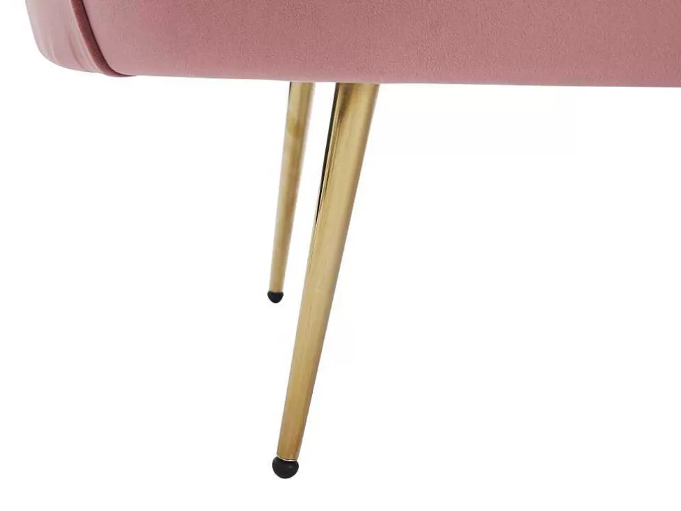 Vente-unique Sofá De 2 Lugares E Poltrona Forma De Concha Veludo Cor-De-Rosa - Dandelion* Conjunto Sofá E Poltrona