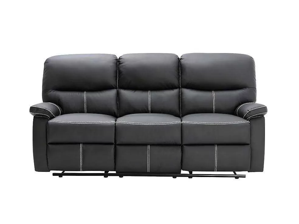 Vente-unique Sofá De 3 Lugares E Poltrona Relax Em Pele Sintética Cor Preto - Canby* Conjunto Sofá E Poltrona