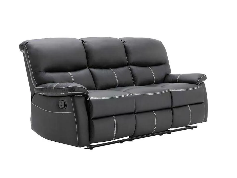 Vente-unique Sofá De 3 Lugares E Poltrona Relax Em Pele Sintética Cor Preto - Canby* Conjunto Sofá E Poltrona