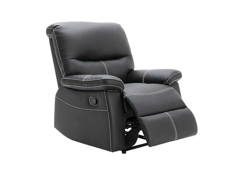 Vente-unique Sofá De 3 Lugares E Poltrona Relax Em Pele Sintética Cor Preto - Canby* Conjunto Sofá E Poltrona