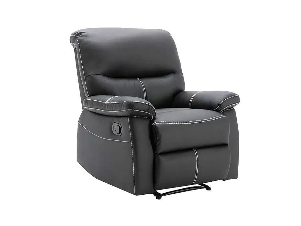Vente-unique Sofá De 3 Lugares E Poltrona Relax Em Pele Sintética Cor Preto - Canby* Conjunto Sofá E Poltrona