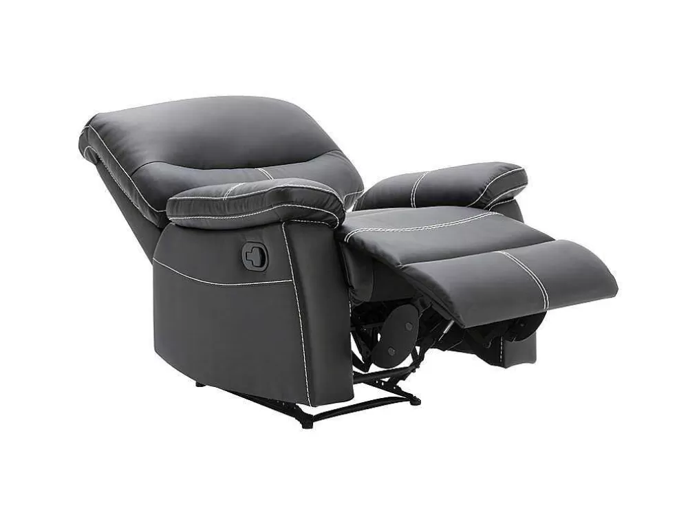 Vente-unique Sofá De 3 Lugares E Poltrona Relax Em Pele Sintética Cor Preto - Canby* Conjunto Sofá E Poltrona
