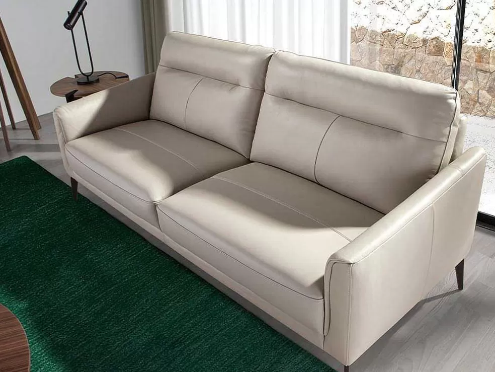 Angel Cerda Sofá De 2 Lugares Em Pele Cinzenta E Pernas Em Aco Preto 6137* Promoções Sofás & Poltronas