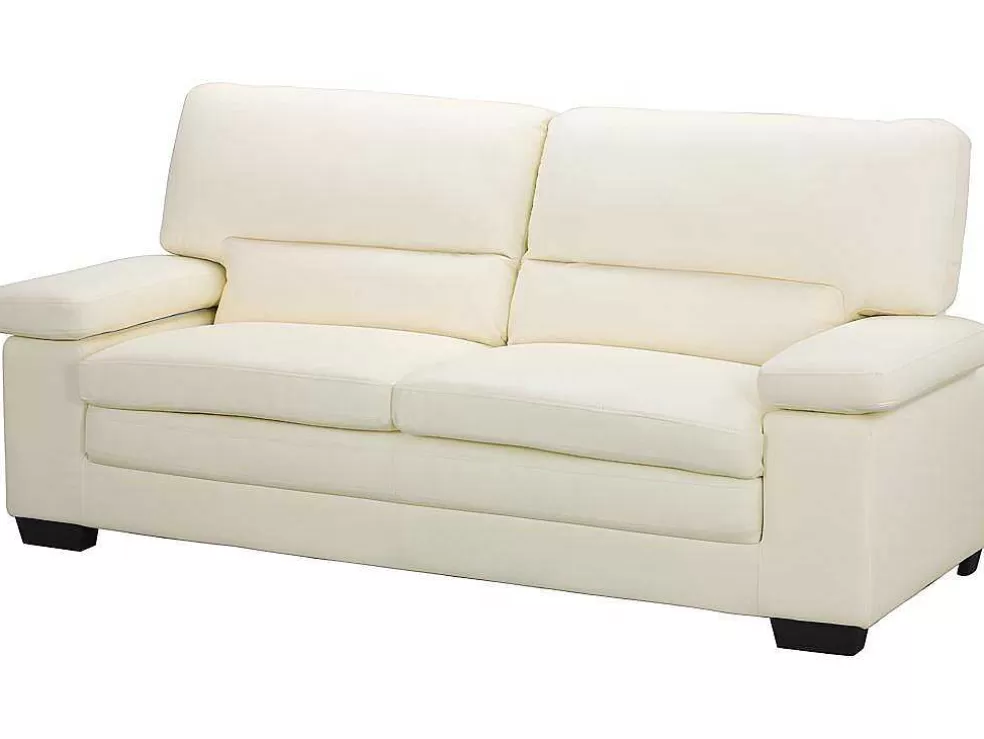 Vente-unique Sofá De 3+2 Lugares Em Pele De Bufalo Cor Marfim - Mimas Ii* Conjunto De Sofá
