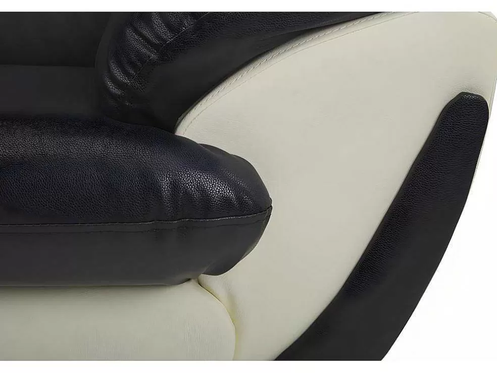 Vente-unique Sofá De 2 Lugares Em Pele Sintética Bicolor Preto E Branco - Indice* Sofá Em Pele Sintética