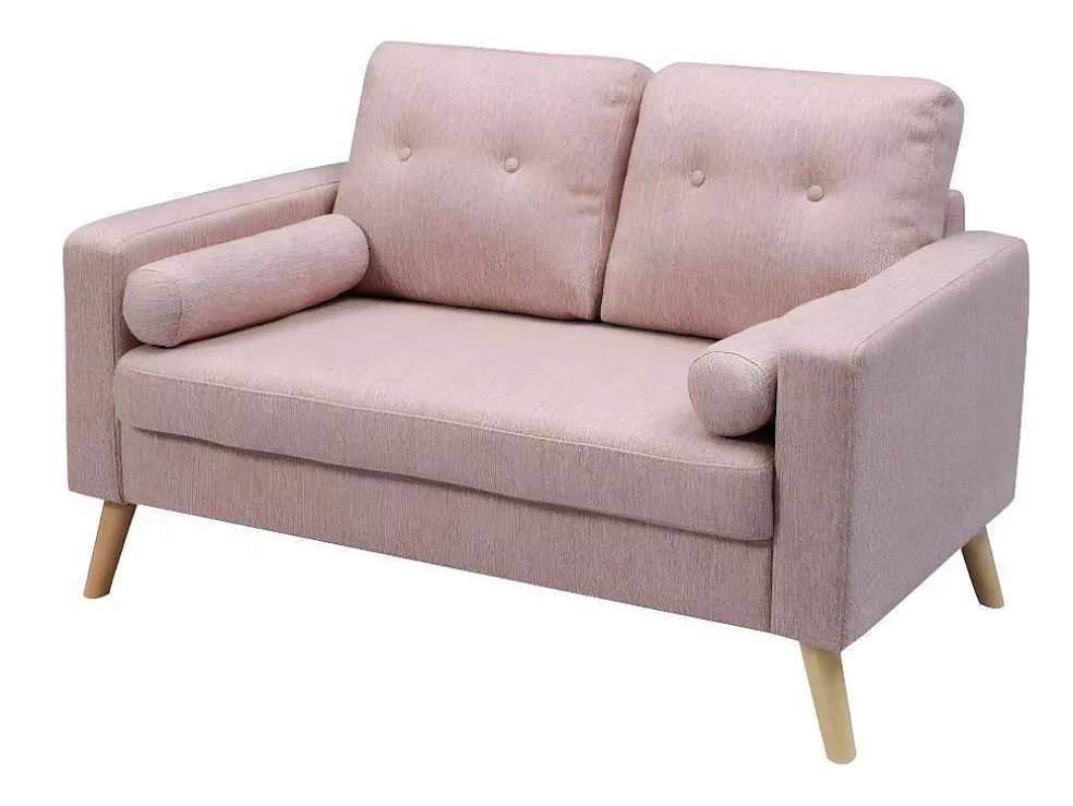 Vente-unique Sofá De 3+2 Lugares Em Tecido Efeito La Cor-De-Rosa - Tatum* Conjunto De Sofá
