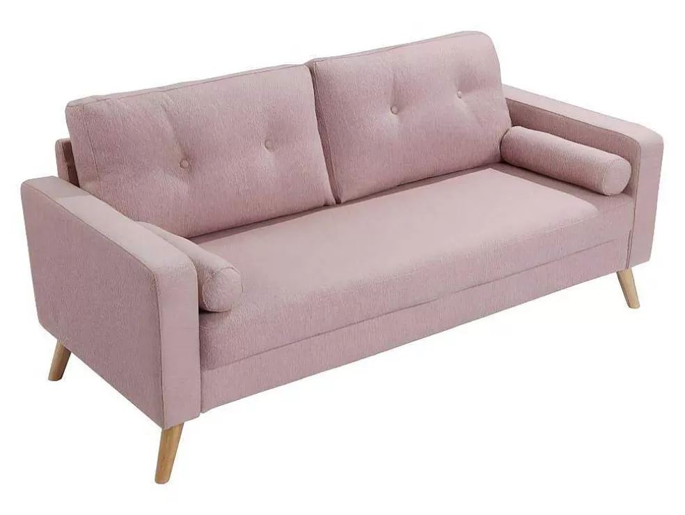 Vente-unique Sofá De 3+2 Lugares Em Tecido Efeito La Cor-De-Rosa - Tatum* Conjunto De Sofá