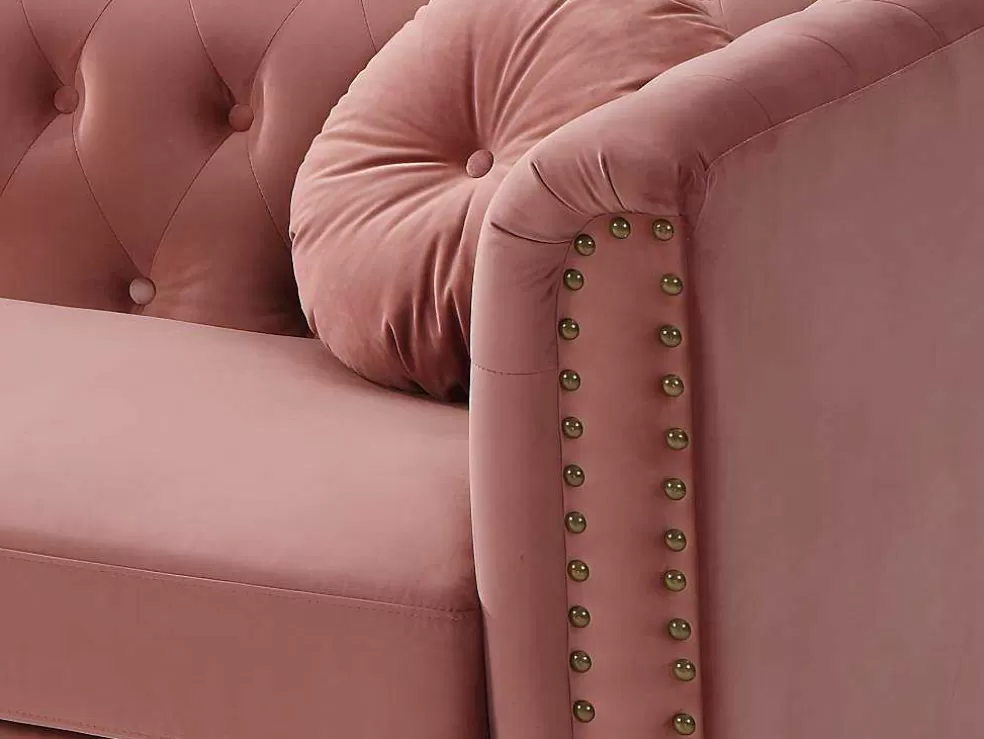 Vente-unique Sofá De 3+2 Lugares Em Veludo Cor-De-Rosa Velho - Turner* Conjunto De Sofá