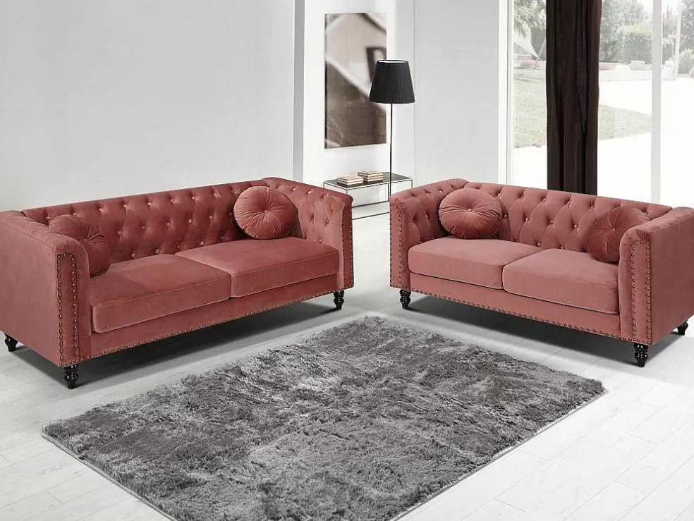 Vente-unique Sofá De 2 Lugares Em Veludo Cor-De-Rosa Velho - Turner* Sofá De 2 Lugares