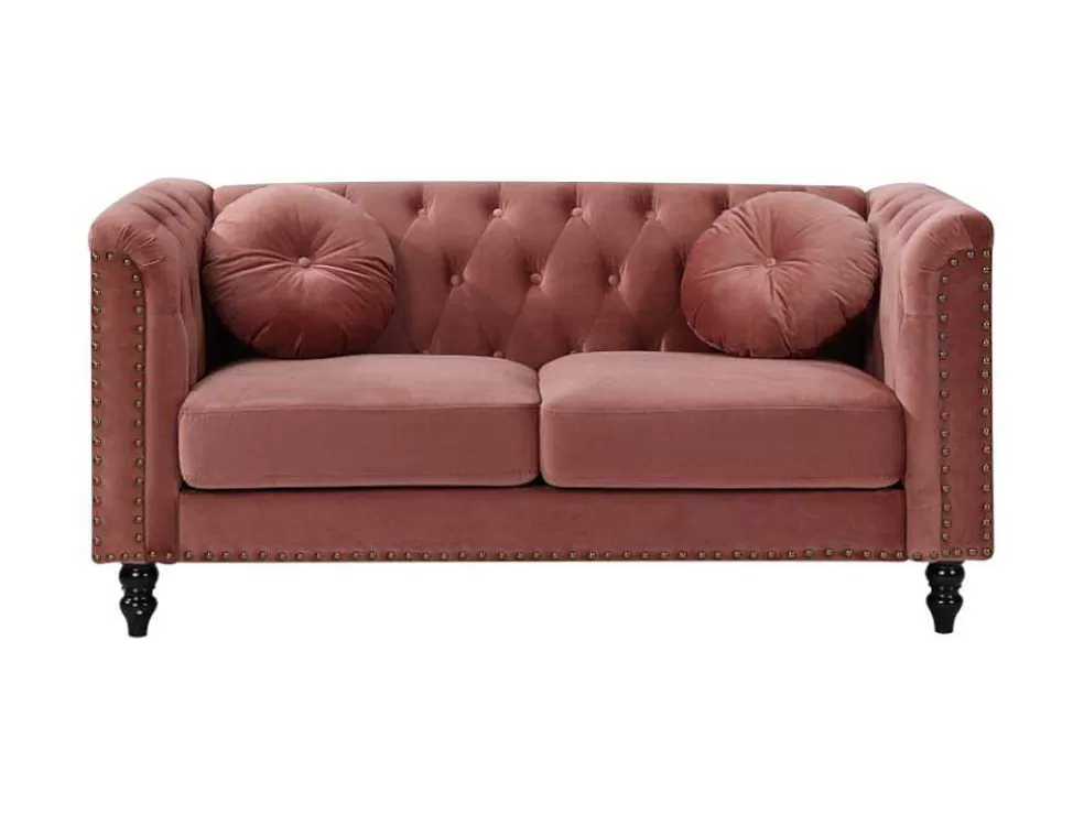 Vente-unique Sofá De 2 Lugares Em Veludo Cor-De-Rosa Velho - Turner* Sofá De 2 Lugares