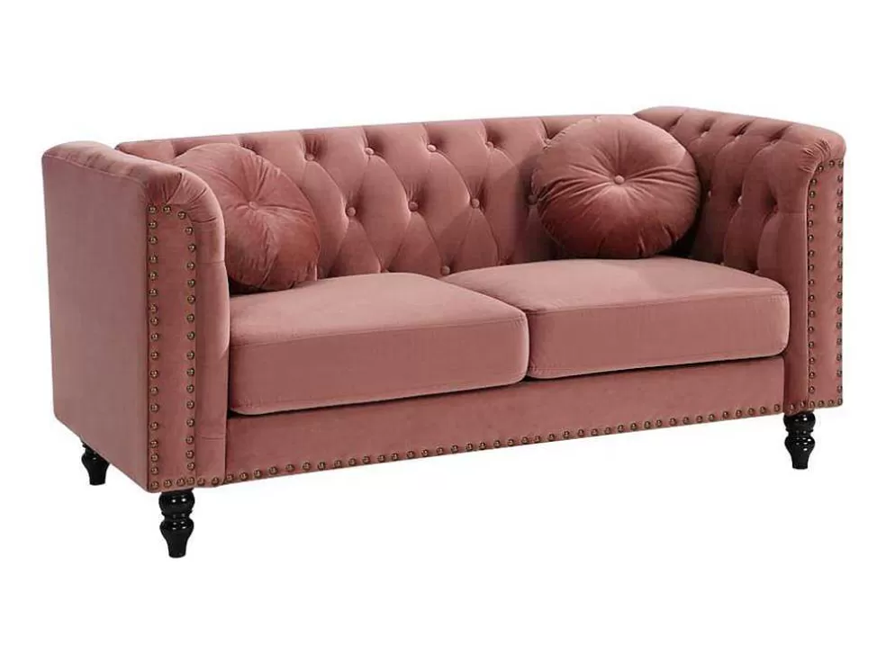 Vente-unique Sofá De 2 Lugares Em Veludo Cor-De-Rosa Velho - Turner* Sofá De 2 Lugares