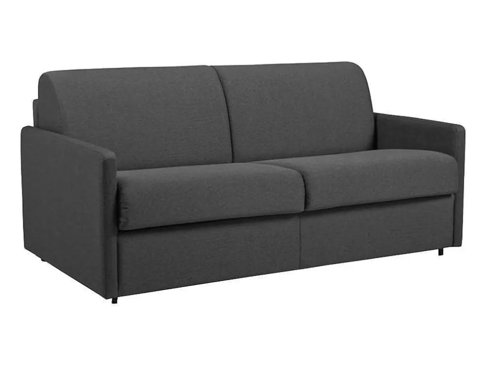 Vente-unique Sofá De 3 Lugares Rapidamente Convertivel Em Cama Em Tecido Cinzento - Cama De 140 Cm E Colchão De 18 Cm - Calife* Sofá Cama De Abertura Rapida