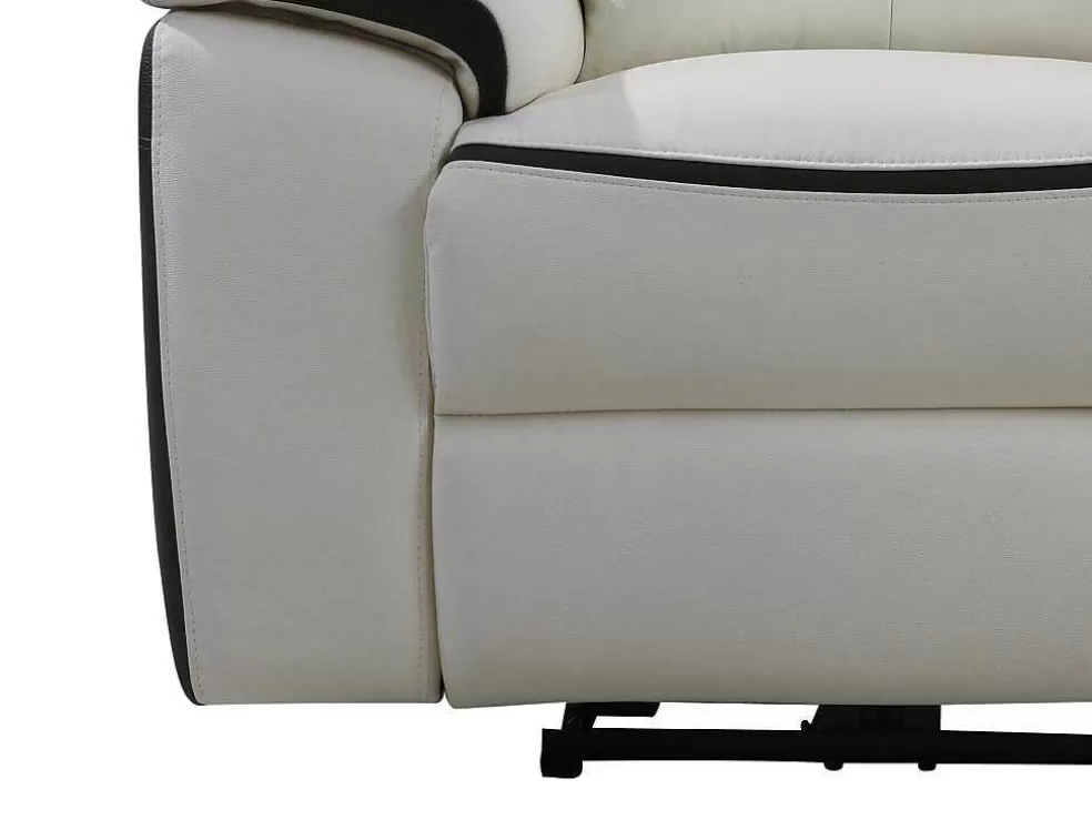 Vente-unique Sofá De 3+2 Lugares Relax Eletrico Em Pele Branco E Antracite - Angelique* Conjunto De Sofá
