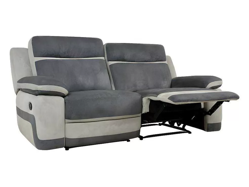Vente-unique Sofá De 3 Lugares Relax Em Microfibra Antracite E Cinzento-Claro - Talca* Sofá De Relaxamento Manual