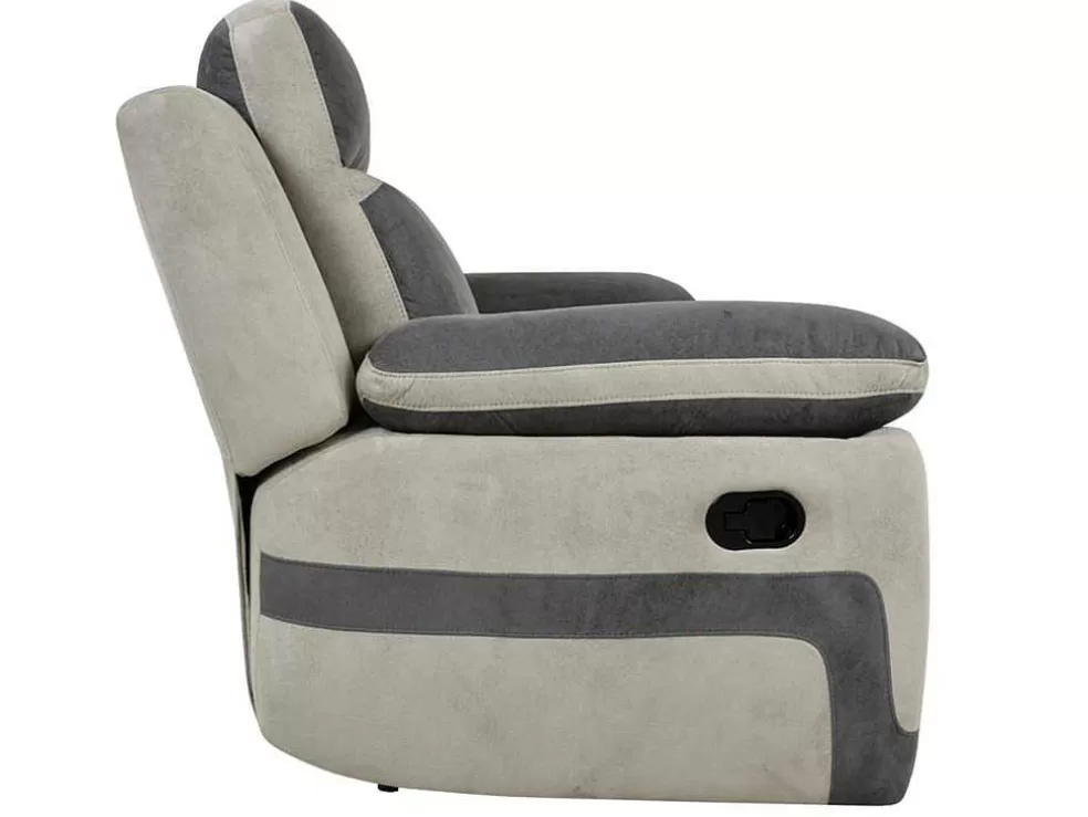 Vente-unique Sofá De 3 Lugares Relax Em Microfibra Antracite E Cinzento-Claro - Talca* Sofá De Relaxamento Manual