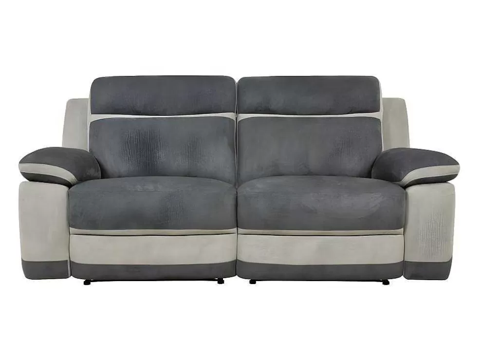 Vente-unique Sofá De 3 Lugares Relax Em Microfibra Antracite E Cinzento-Claro - Talca* Sofá De Relaxamento Manual