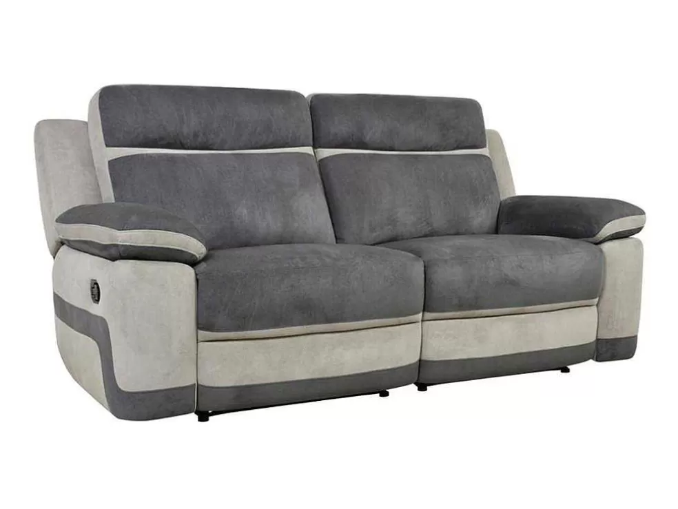 Vente-unique Sofá De 3 Lugares Relax Em Microfibra Antracite E Cinzento-Claro - Talca* Sofá De Relaxamento Manual