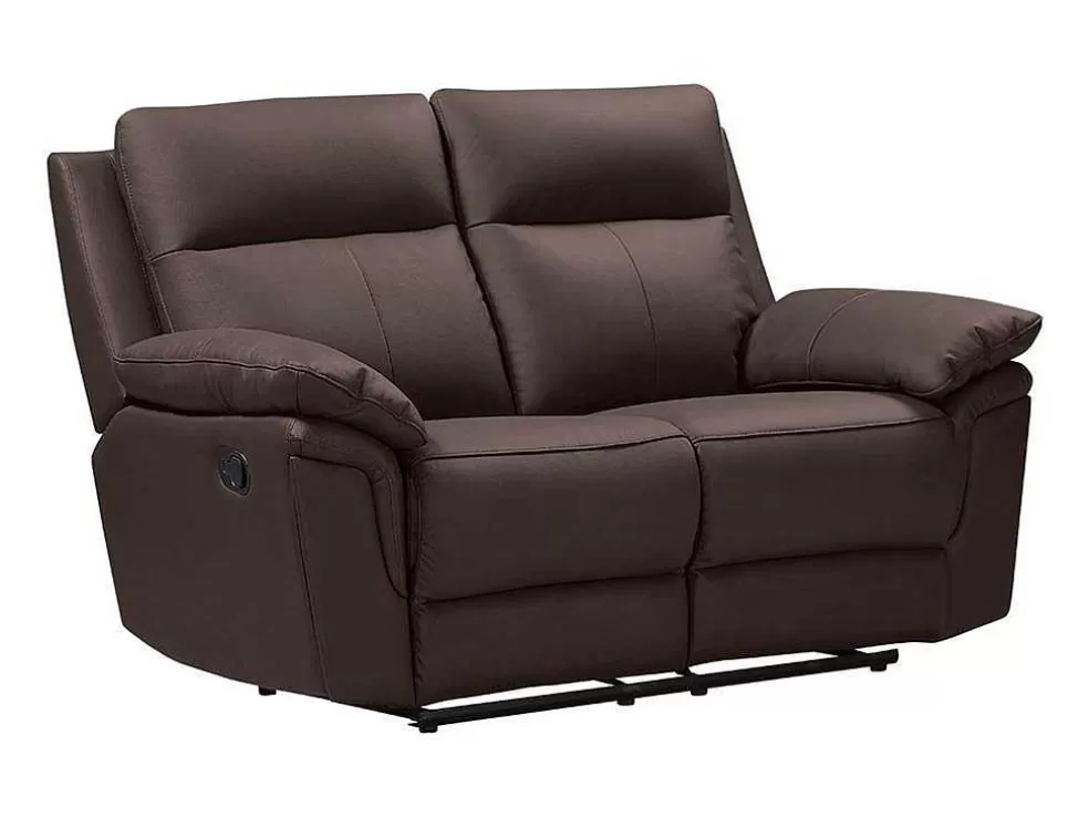 Vente-unique Sofá De 2 Lugares Relax Em Pele De Bufalo Castanho - Pakita* Sofá De Relaxamento Manual