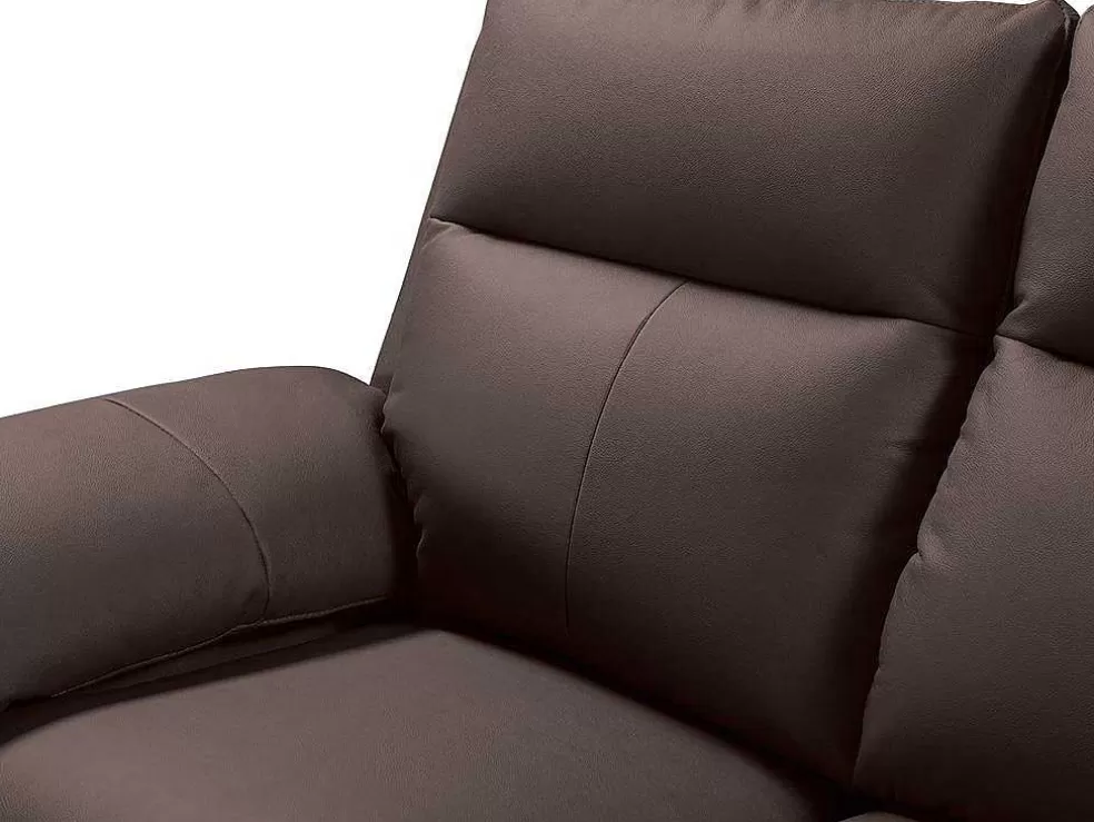 Vente-unique Sofá De 2 Lugares Relax Em Pele De Bufalo Castanho - Pakita* Sofá De Relaxamento Manual