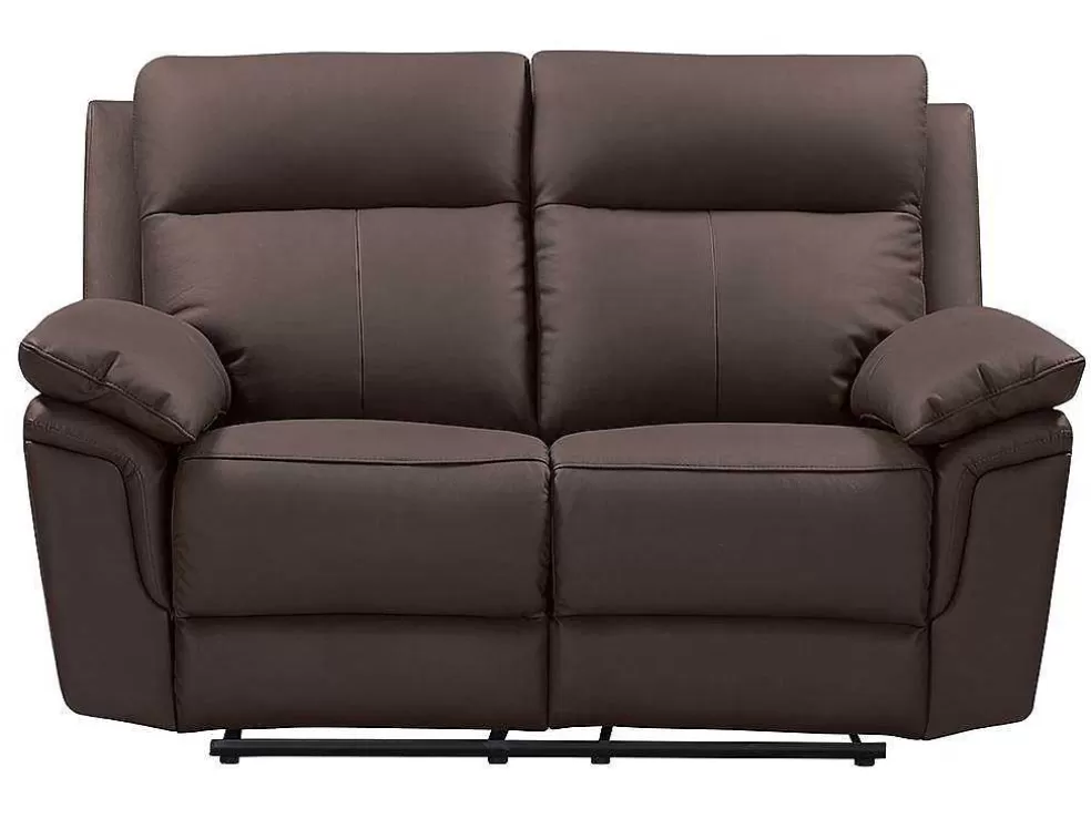 Vente-unique Sofá De 2 Lugares Relax Em Pele De Bufalo Castanho - Pakita* Sofá De Relaxamento Manual