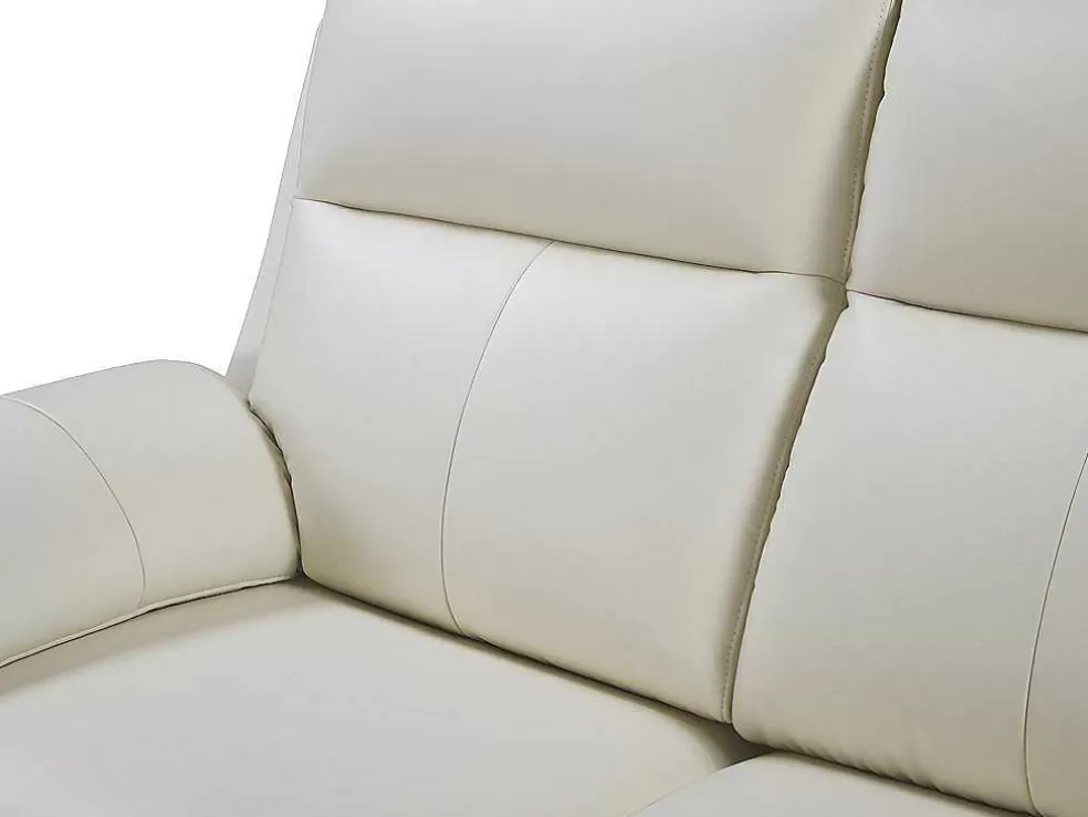 Vente-unique Sofá De 2 Lugares Relax Em Pele De Bufalo Marfim - Pakita* Sofá De Relaxamento Manual