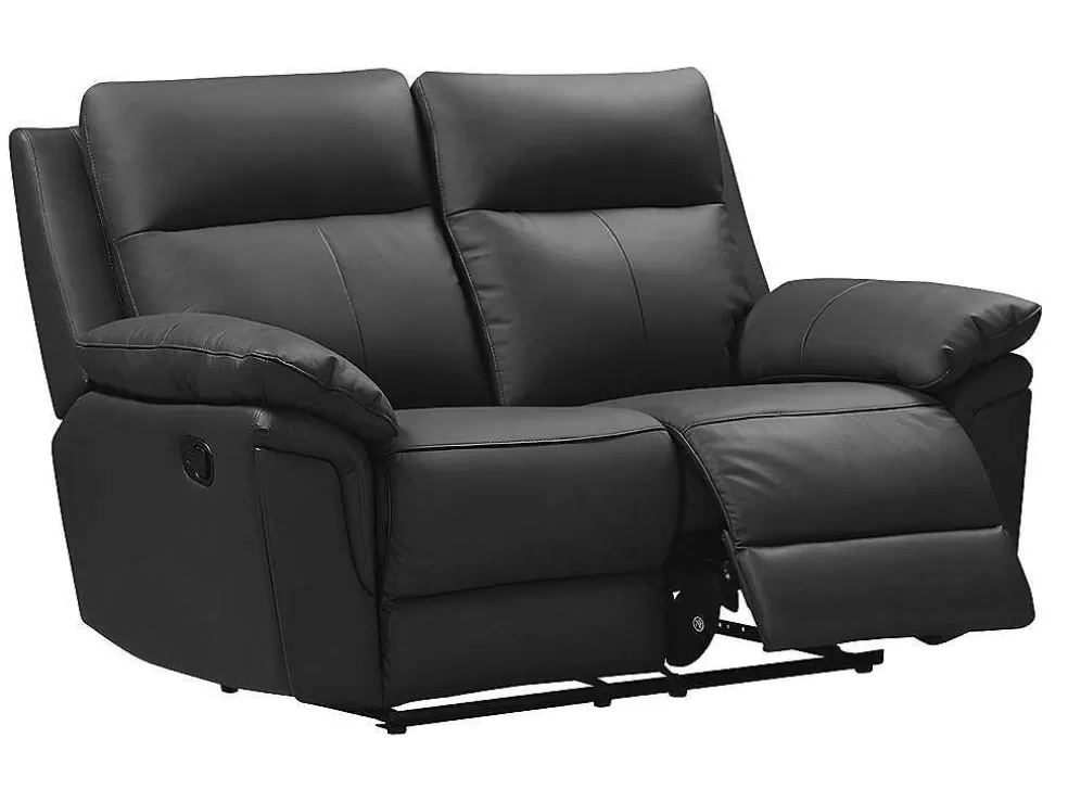 Vente-unique Sofá De 2 Lugares Relax Em Pele De Bufalo Preto - Pakita* Sofá De Relaxamento Manual