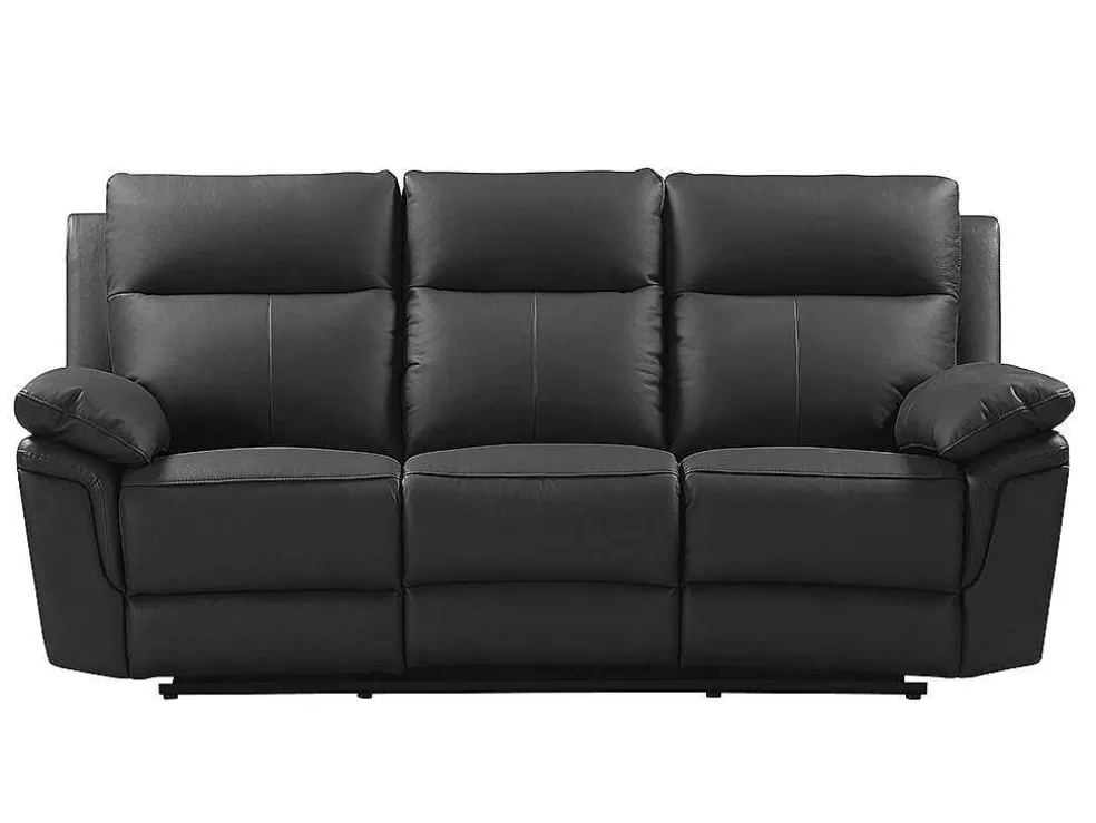 Vente-unique Sofá De 3 Lugares Relax Em Pele De Bufalo Preto - Pakita* Sofá De Relaxamento Manual