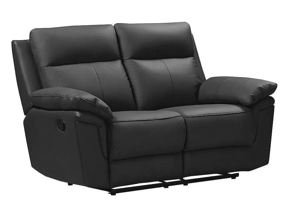Vente-unique Sofá De 2 Lugares Relax Em Pele De Bufalo Preto - Pakita* Sofá De Relaxamento Manual