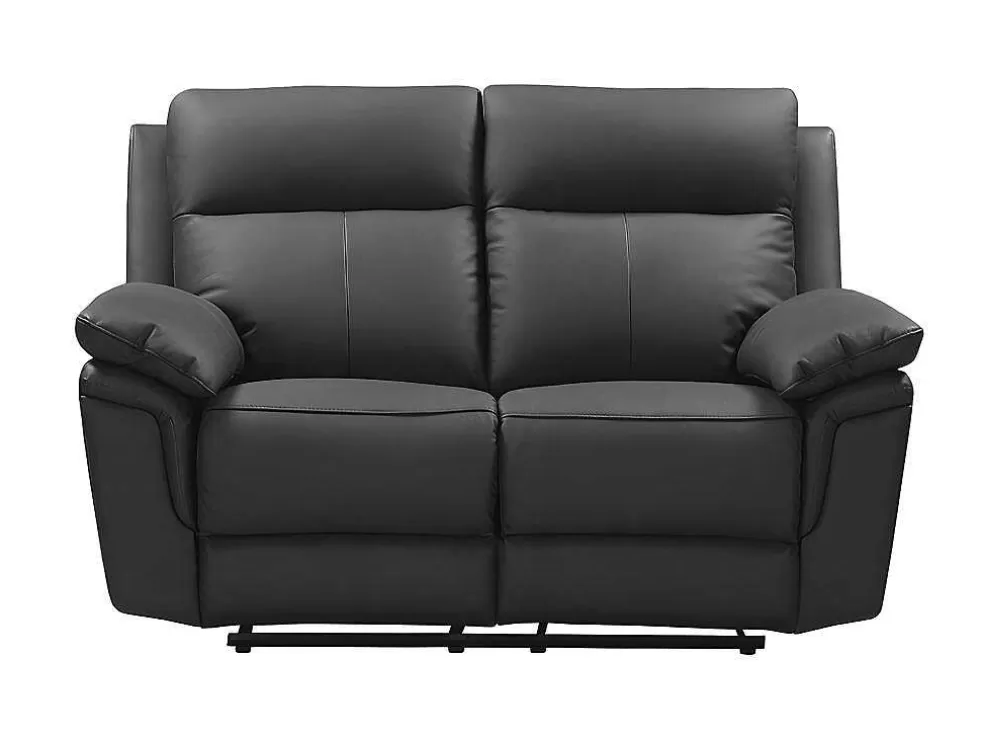 Vente-unique Sofá De 2 Lugares Relax Em Pele De Bufalo Preto - Pakita* Sofá De Relaxamento Manual