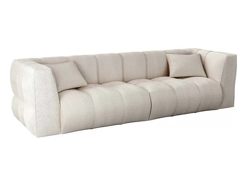 Maison Céphy Sofá De 4 Lugares Veludo Canelado Bege - Naemia De Maison Cephy* Sofá
