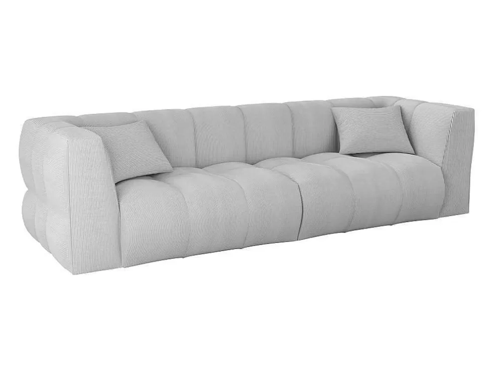 Maison Céphy Sofá De 4 Lugares Veludo Canelado Cinza-Claro - Naemia De Maison Cephy* Sofá De 4 Lugares