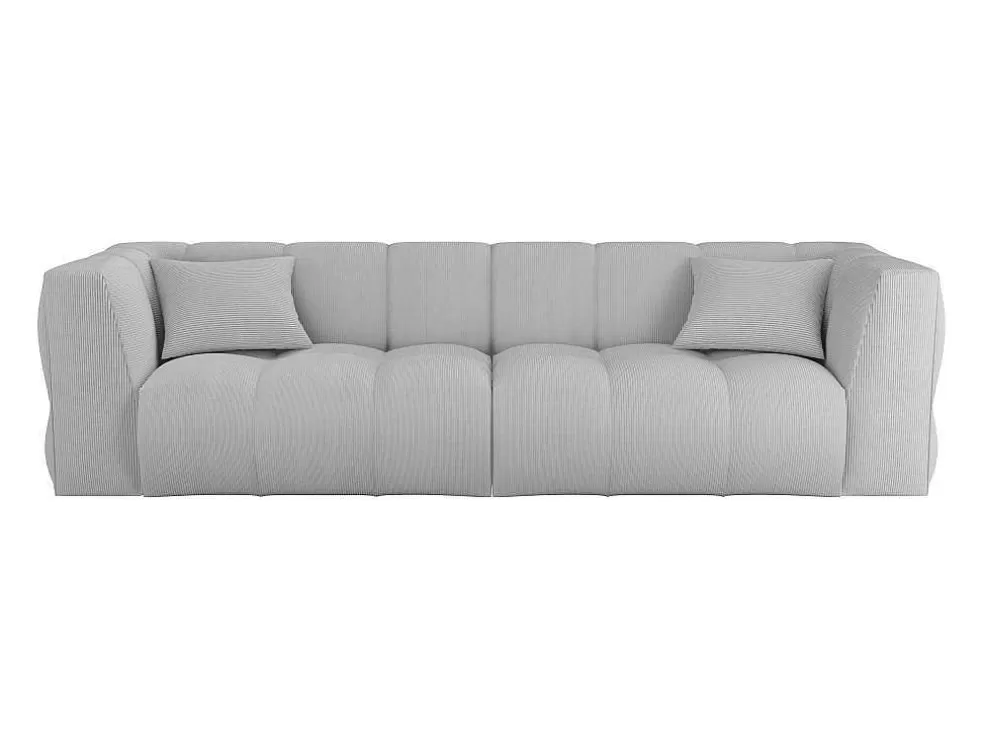Maison Céphy Sofá De 4 Lugares Veludo Canelado Cinza-Claro - Naemia De Maison Cephy* Sofá De 4 Lugares