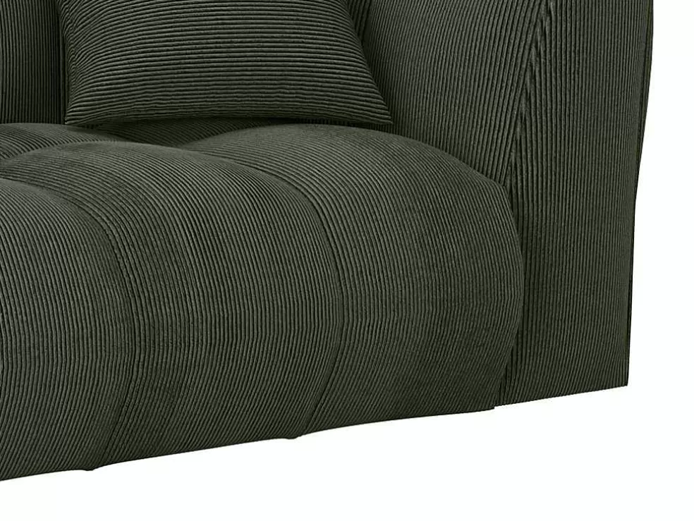 Maison Céphy Sofá De 4 Lugares Veludo Canelado Verde - Naemia De Maison Cephy* Sofá De 4 Lugares