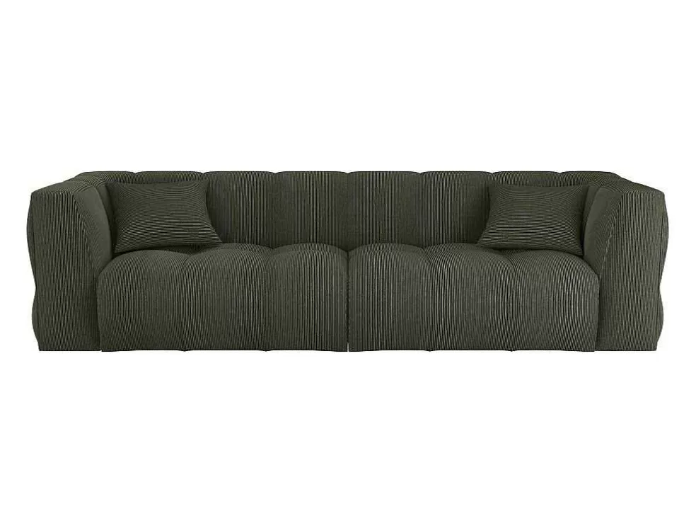 Maison Céphy Sofá De 4 Lugares Veludo Canelado Verde - Naemia De Maison Cephy* Sofá De 4 Lugares