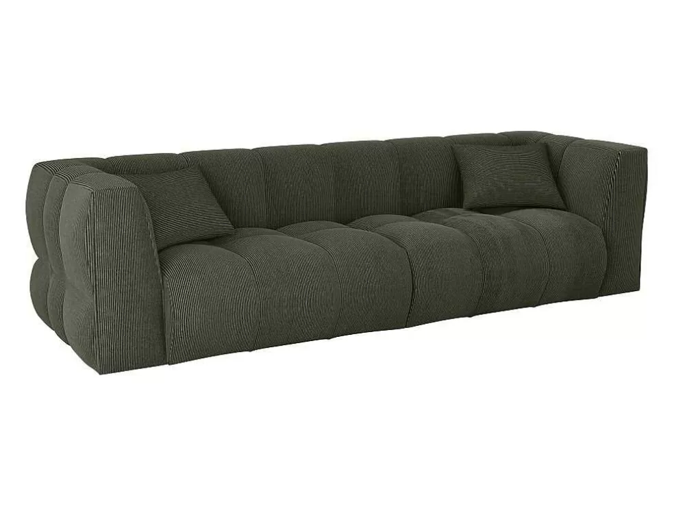 Maison Céphy Sofá De 4 Lugares Veludo Canelado Verde - Naemia De Maison Cephy* Sofá De 4 Lugares