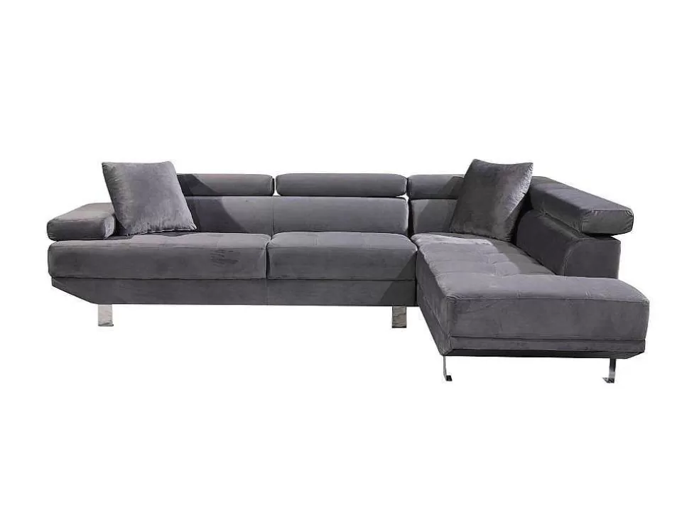 Saldosystocks Sofá De Canto Chaise Longue Executive Cinza 262X190Cm Vista Frontal Lado Direito* Sofá De Canto