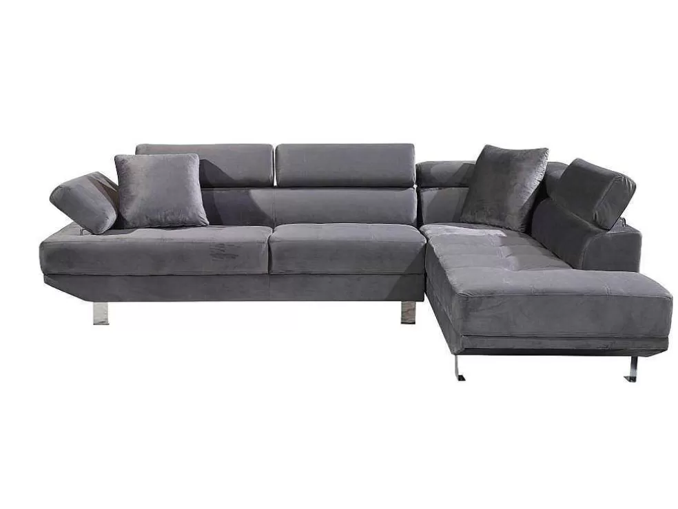 Saldosystocks Sofá De Canto Chaise Longue Executive Cinza 262X190Cm Vista Frontal Lado Direito* Sofá De Canto