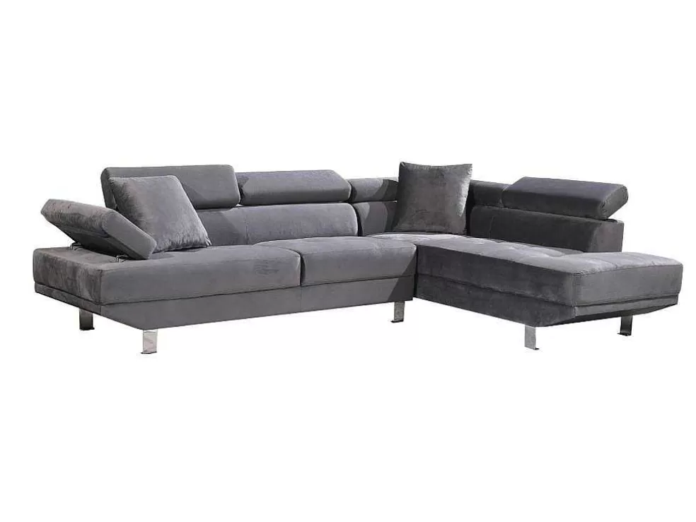 Saldosystocks Sofá De Canto Chaise Longue Executive Cinza 262X190Cm Vista Frontal Lado Direito* Sofá De Canto
