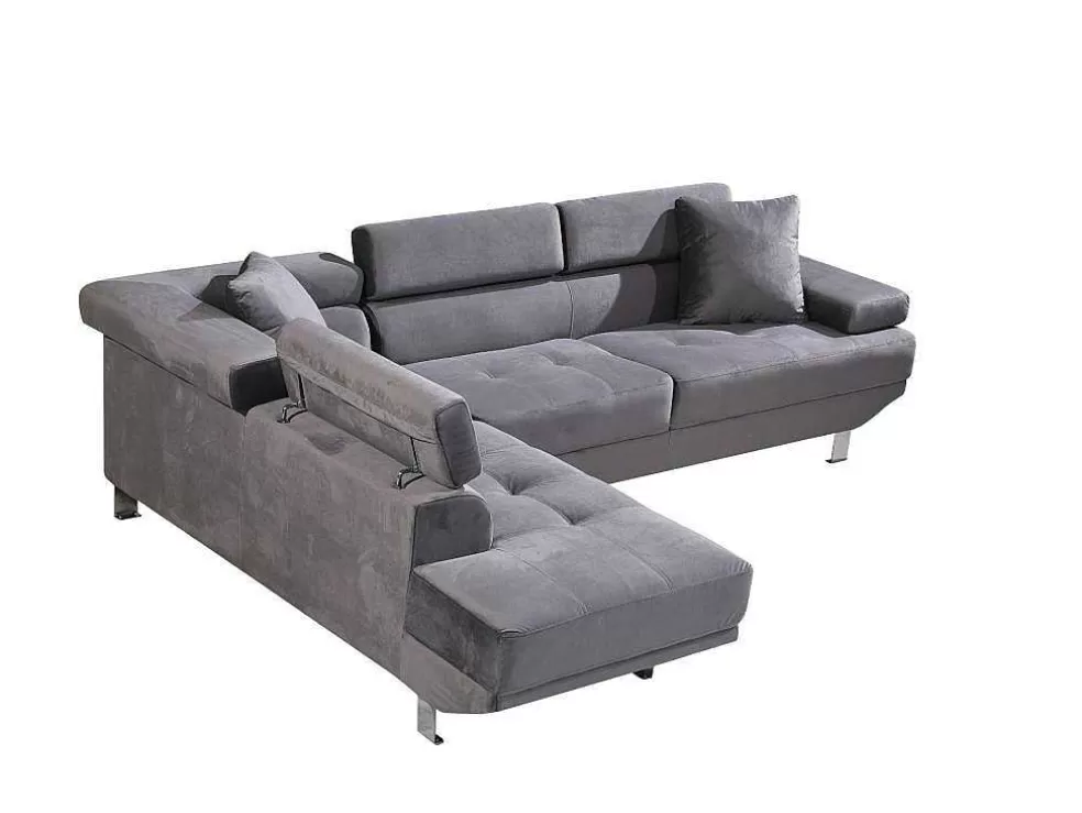 Saldosystocks Sofá De Canto Chaise Longue Executive Cinza 262X190Cm Vista Frontal Lado Esquerdo* Sofá De Canto