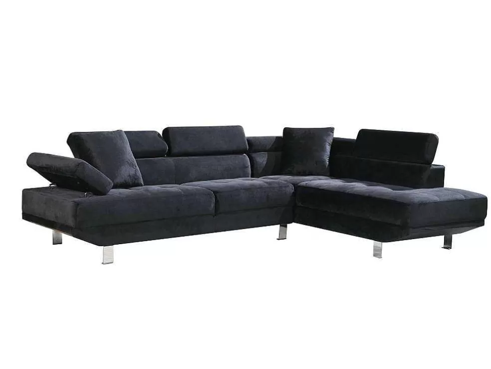 Saldosystocks Sofá De Canto Chaise Longue Executive Preto 262X190Cm Vista Frontal Lado Direito* Sofá