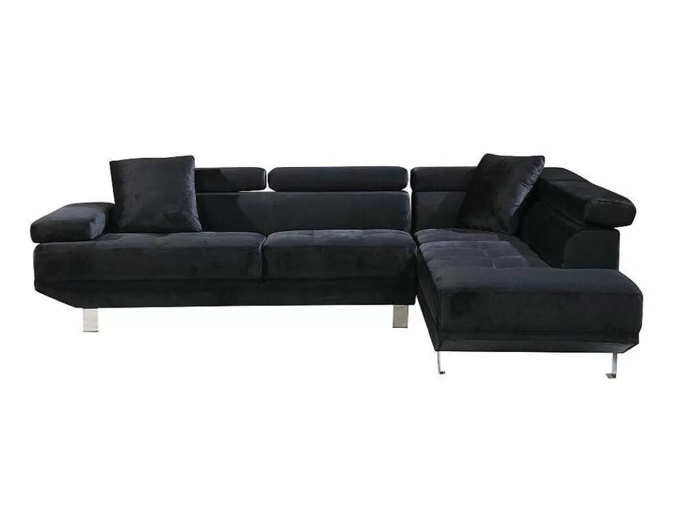 Saldosystocks Sofá De Canto Chaise Longue Executive Preto 262X190Cm Vista Frontal Lado Direito* Sofá