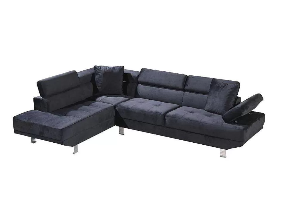 Saldosystocks Sofá De Canto Chaise Longue Executive Preto 262X190Cm Vista Frontal Lado Esquerdo* Sofá De Canto