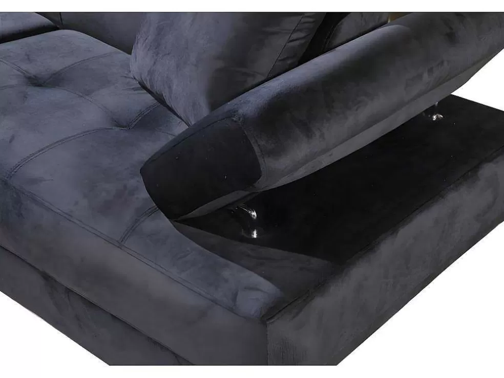 Saldosystocks Sofá De Canto Chaise Longue Executive Preto 262X190Cm Vista Frontal Lado Esquerdo* Sofá De Canto