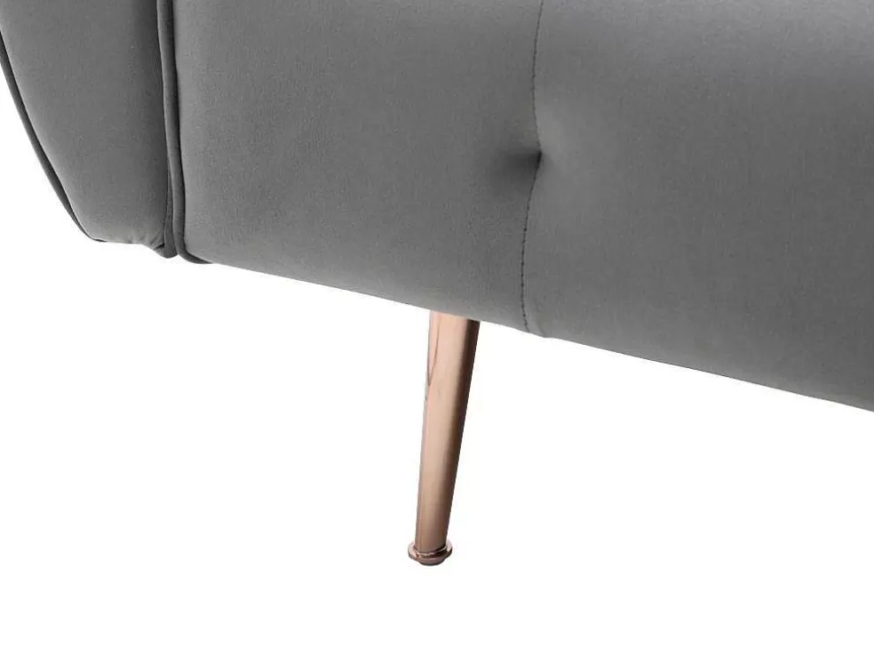 Vente-unique Sofá De Canto Convertivel E Reversivel Em Veludo Antracite - Polani* Sofá Cama Clic-Clac E Dobravel
