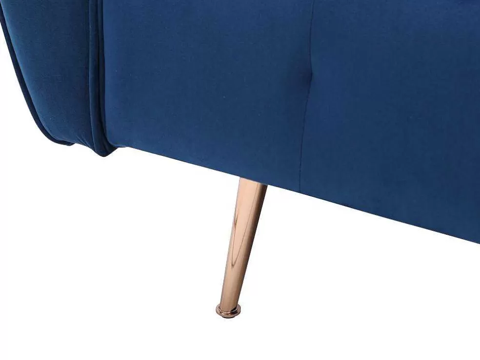 Vente-unique Sofá De Canto Convertivel E Reversivel Em Veludo Azul-Escuro - Polani* Sofá De Canto