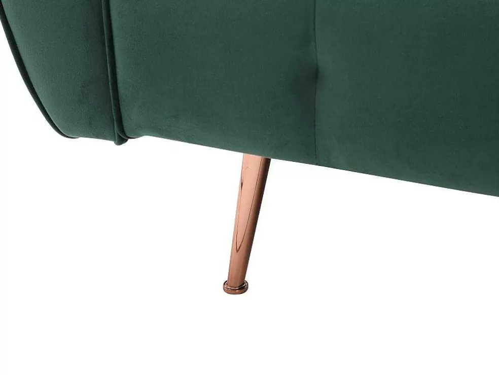 Vente-unique Sofá De Canto Convertivel E Reversivel Em Veludo Verde Pinho - Polani* Sofá Cama Clic-Clac E Dobravel