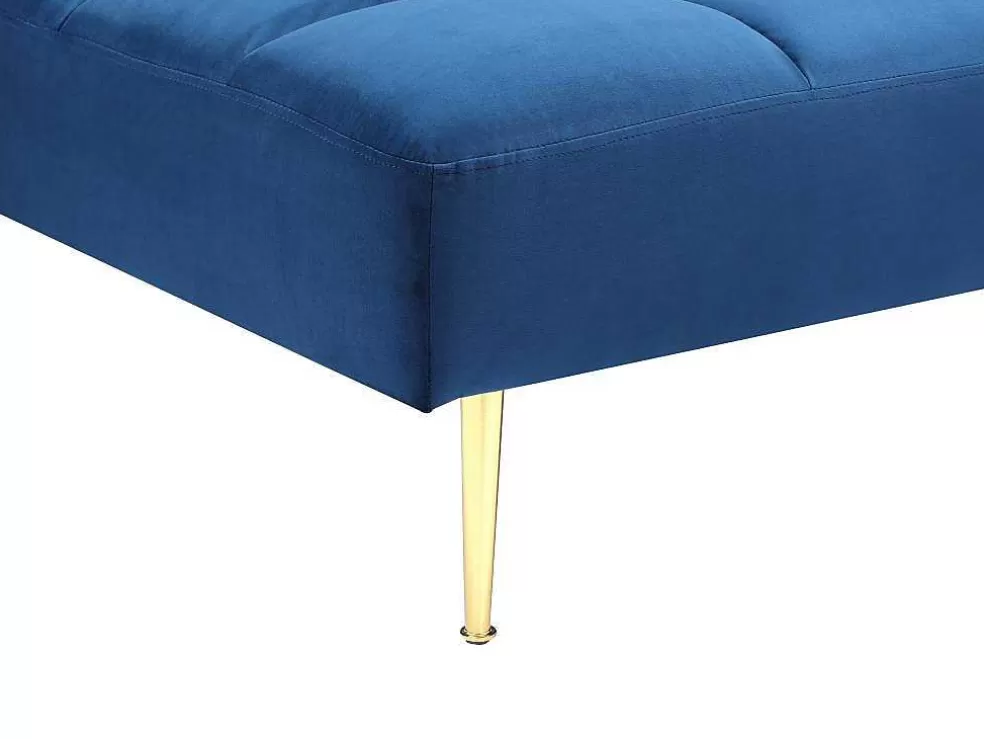 Vente-unique Sofá De Canto Convertivel Reversivel Clic-Clac Em Veludo Azul-Real - Nieto* Sofá Cama Clic-Clac E Dobravel