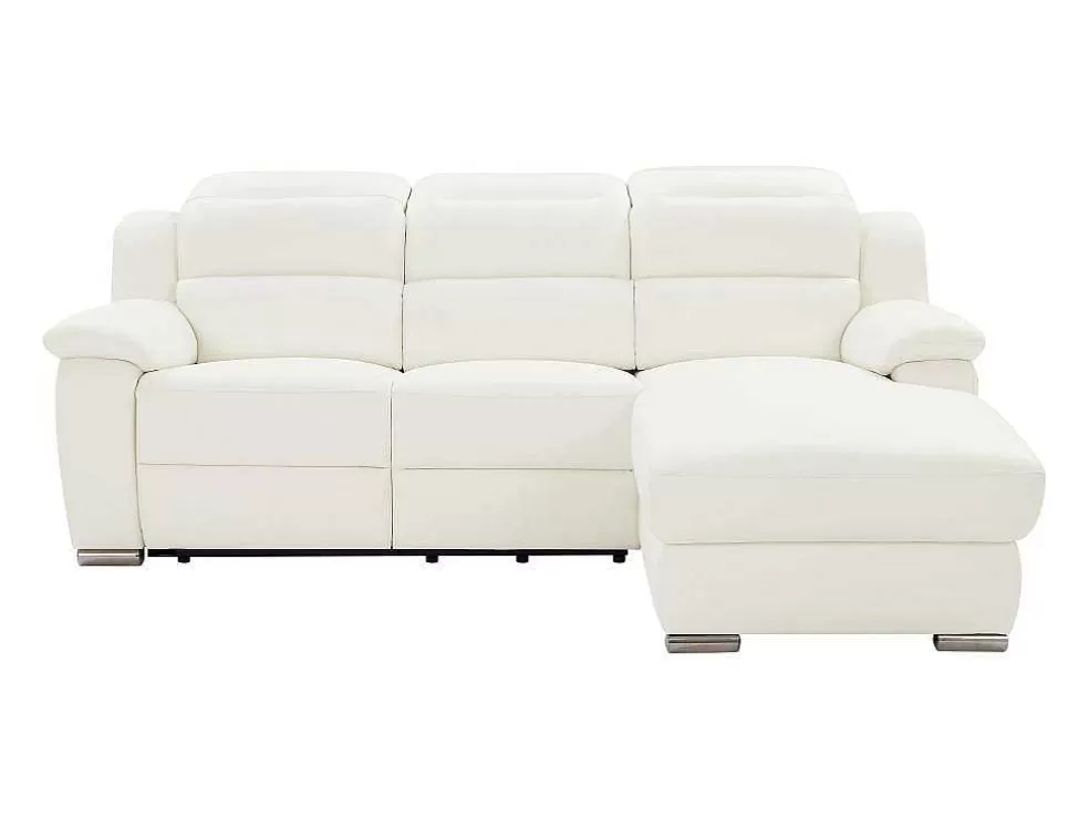 Vente-unique Sofá De Canto Direito Articulado Eletrico Pele Branco - Arena Iii* Promoções Sofás & Poltronas