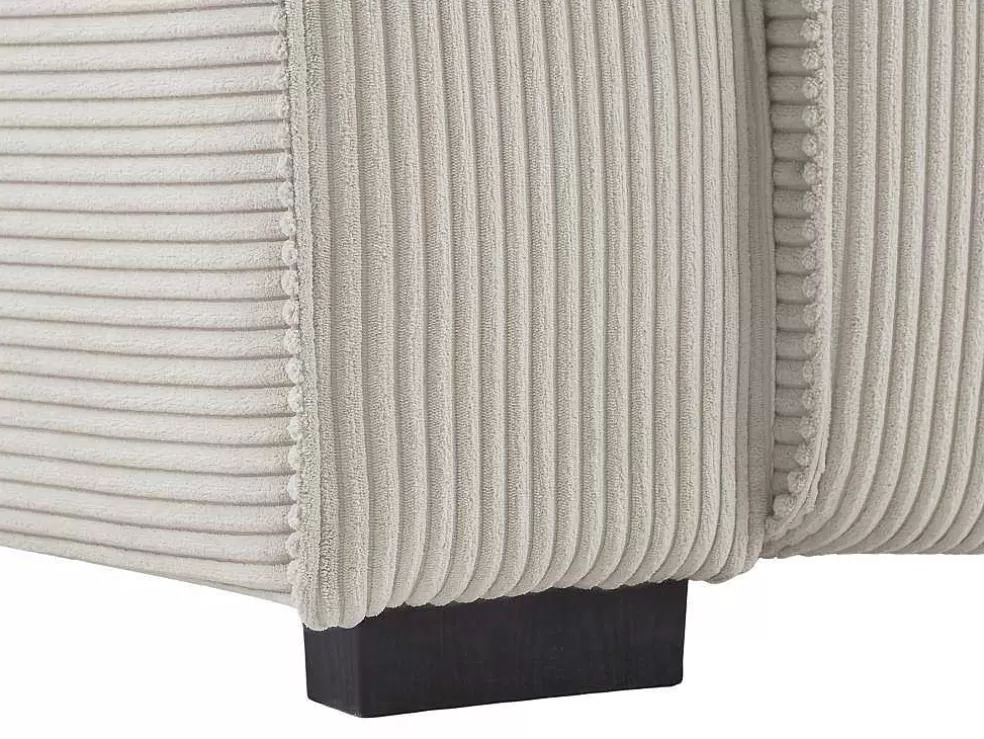 Vente-unique Sofá De Canto Direito Articulado Eletrico Veludo Canelado Beige - Amelio* Promoções Sofás & Poltronas