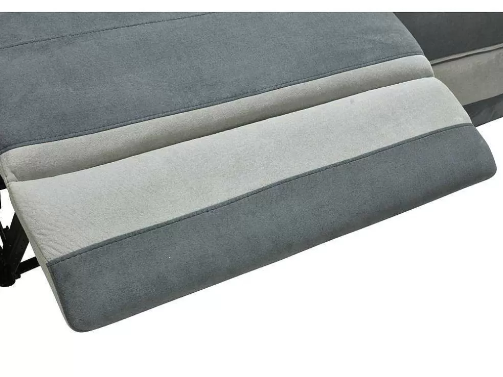 Vente-unique Sofá De Canto Direito Articulado Microfibra Antracite E Faixas Cinzento-Claro - Talca* Sofá De Relaxamento Manual
